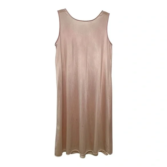 Vintage 1950s Vanity Fair Quilted Satin Nightgown Pink Nylon Rare Size S M L - Picture 2 of 3